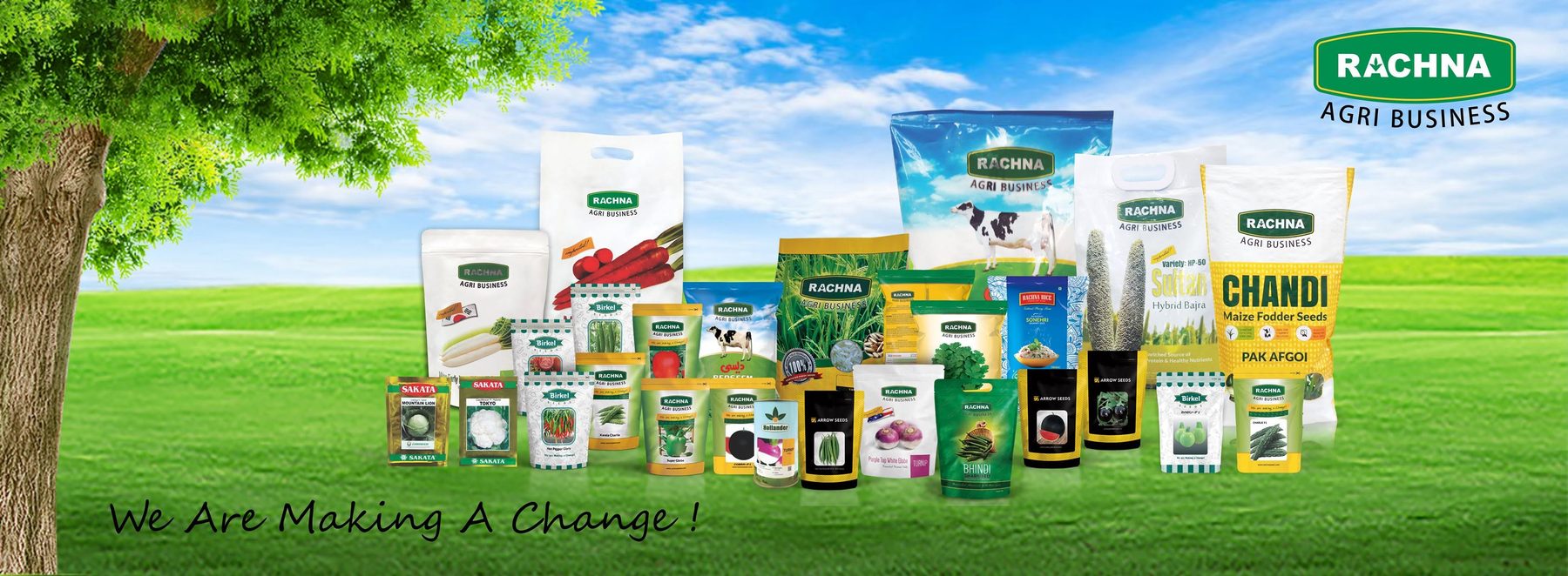 Rachna Agri Business full product range — vegetable, fodder and rice seed packs